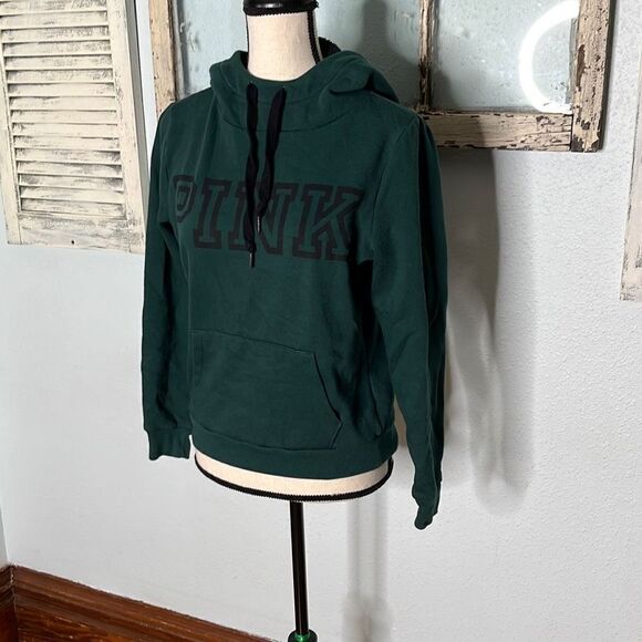 Pink Victoria’s Secret Women's Green Hooded Long Sleeve Sweatshirt Size Small NW - Picture 2 of 8